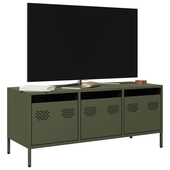 Banc TV Vert Magnifique - Meuble TV - Armoire TV Pour Téléviseur - vert olive 101 5x39x43 5cm acier laminé à froid CL9051651