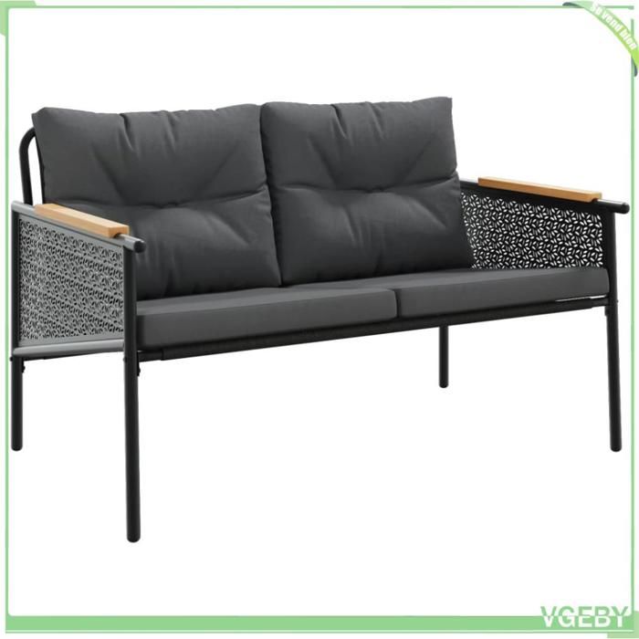 Banc de jardin - FAFEICY - 4009303 - 116 cm - Noir - Textilène résistant UV