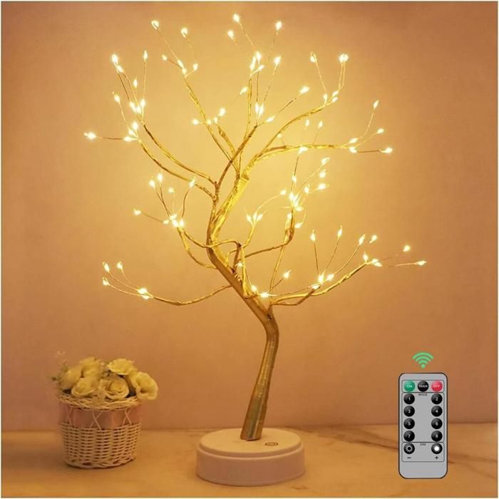 Arbre Lumineux LED- Lampe Arbre Lumineux 8 Modes- Branches Lumineux Led Avec Télécommande- USB/Alimenté par Batterie