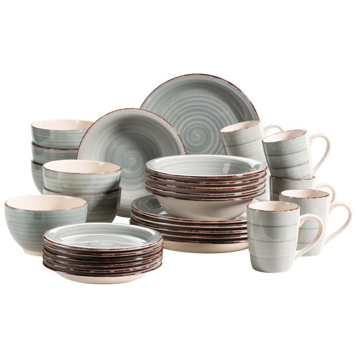 Mäser service combiné 30 pièces LUMACA gris en porcelaine pour 6 personnes