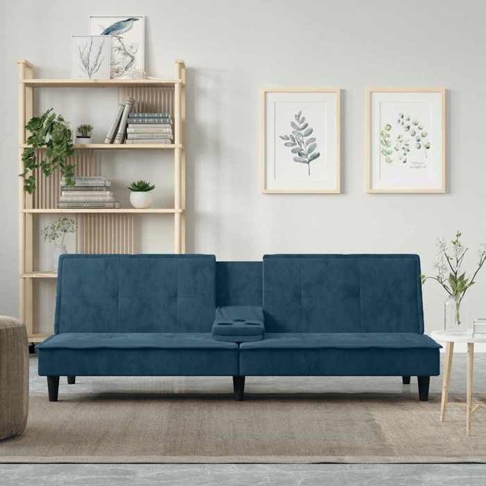 Canapé-lit - vidaXL - Banquette convertible - Velours - Bleu - 200x89x70 cm 128yis65p