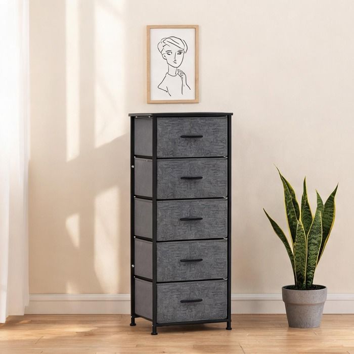 Colonne De Salle De Bain Armoire De Salle De Bain en Tissu non tissé Acier Gris foncé 45 x 30 x 116 cm