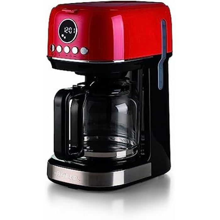 Ariete 1396 Cafetière à filtre moderne Café américain Capacité jusqu'à 15 tasses Base chauffante Écran LCD Filtres amovibles