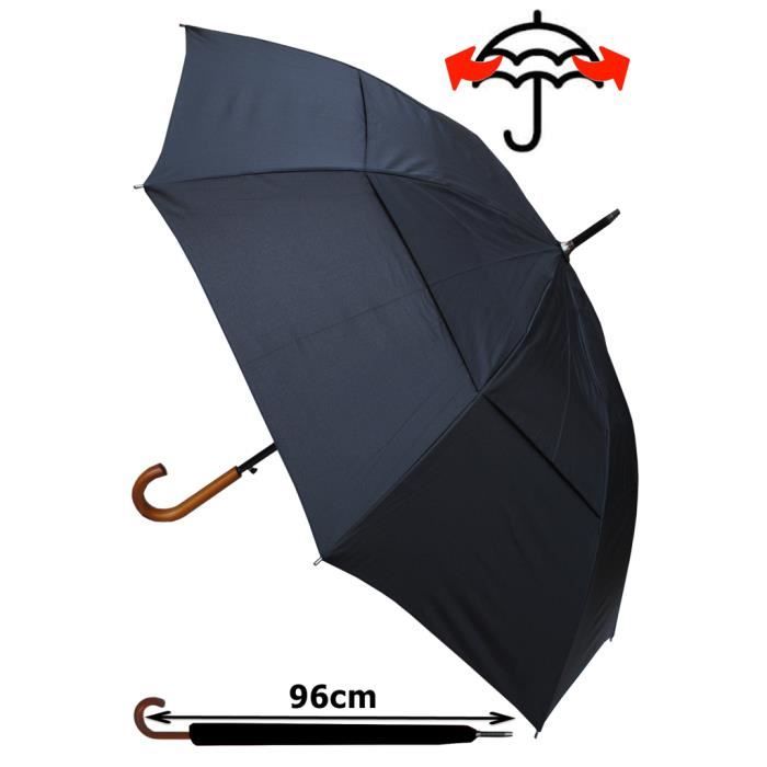 95KPH Parapluie Canne COLLAR AND CUFFS LONDON TR/ÈS Robuste Cadre Renforc/é avec Fibre de Verre en Jaune pour 1 ou 2 Personnes Noir Poign/ée Antid/érapante Automatique