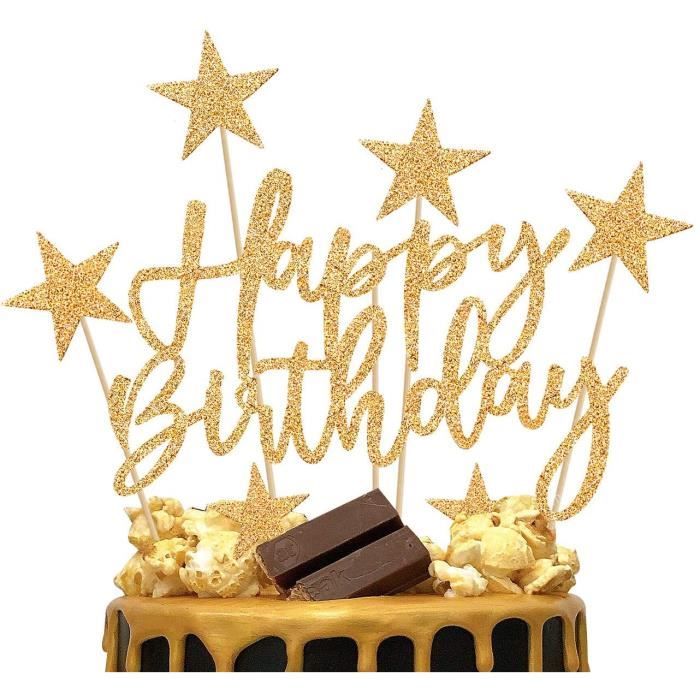 2 Kit Decoration Gateau Anniversaire Or Homme Decoration Ballon Gateau Or Femme Decor Gateau Happy Birthday Coeurs Etoiles Pour Fe Cdiscount Maison