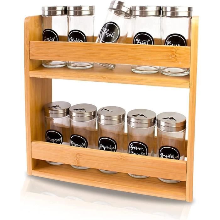 Étagère À Épices En Bois Avec Tubes De Rangement | Support À Épices Sur Étagère À Épices En Bois Avec Tubes De Rangement | Support À Épices Sur