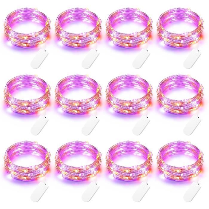 Guirlande Lumineuse Halloween à Piles - Lot De 3, 3 Mètres, 20 LED, Motifs Citrouille, Chauve-souris, Fantôme