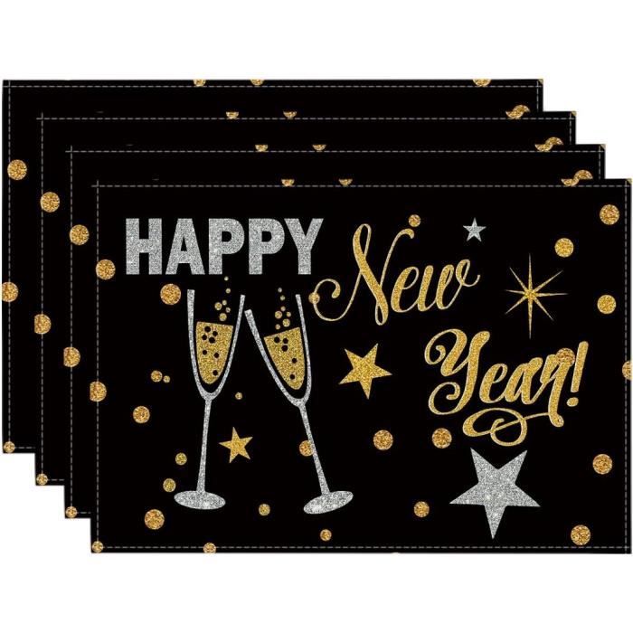Lot De 4 Sets De Table De Nouvel An 2024 - 30 X 45 Cm - Motif « Happy New  Year » - Lavables - Pour Les Vacances, La Décora[u20390] - Cdiscount Maison
