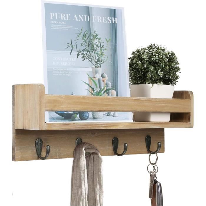 Etagère Murale En Bois Pour Rangement Epices Cuisine, Porte Clé Mural
