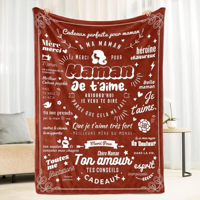 Plaid Couverture Cadeau Fête Des Mères - Message Amour Maman 152x127cm - Doux Et Confortable