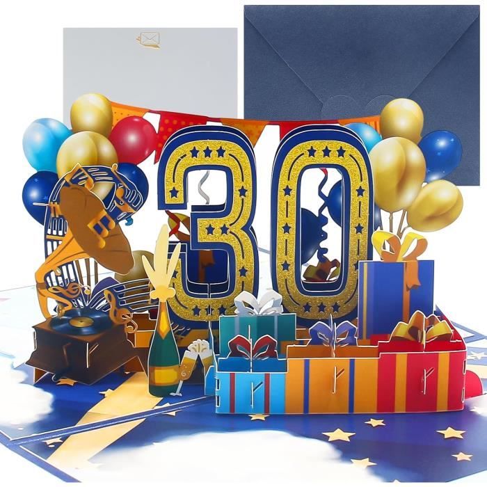 Carte Anniversaire 30 Ans,Pop Up 3D Cartes De Voeux Joyeux,Anniversaire