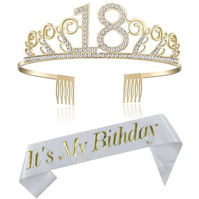 Couronne d'anniversaire 18 ans Couronne de diadème en cristal pour  anniversaire - 18 ans - Pour fête d'anniversaire ou gâteau d'anni