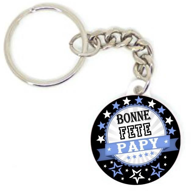 Porte clé badge bonne fête PAPY BLASON  idée cadeau