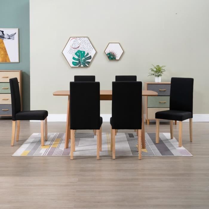 Lot De 6 Chaises De Salle A Manger Noir Tissu Eto Cdiscount Maison