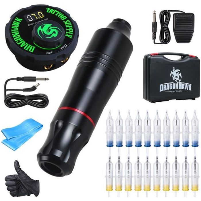 Dragonhawk Tattoo Pen Kit Rotary Motor machine à tatouer Permanent