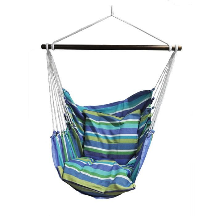 Fauteuil Suspendu Hamac Chaise Modele Adulte Couple Avec 2 Housses De Coussin Bleu Vert Blanc Achat Vente Hamac Hamac Suspendu Nacelle Cdiscount