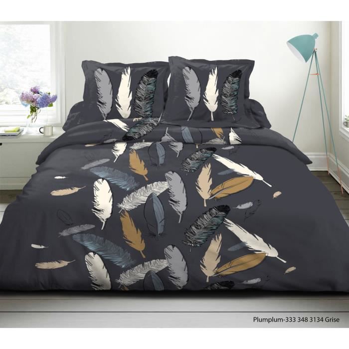 NIGHT Parure Housse de Couette Hivernal 220X240 2 taies doreillers Housse de Couette 220x240 Parure de lit 220x240