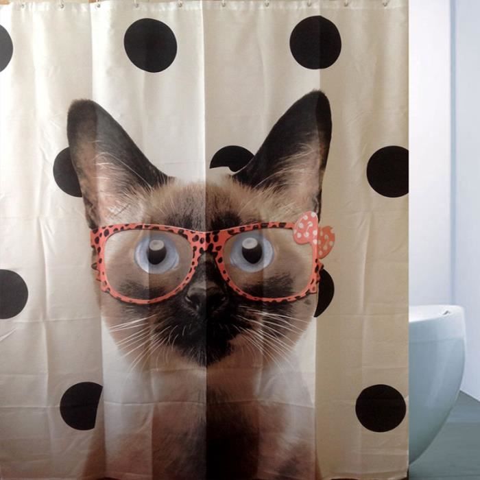 1x Rideau de douche chat mignon 180*200 Nouveauté Salle de bains