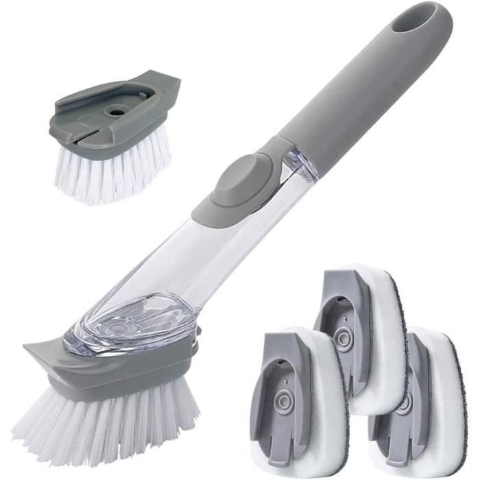 Brosse à Vaisselle Avec Ventouse - Design Tête Brosse - PVC - Accroche Sur Surfaces Planes