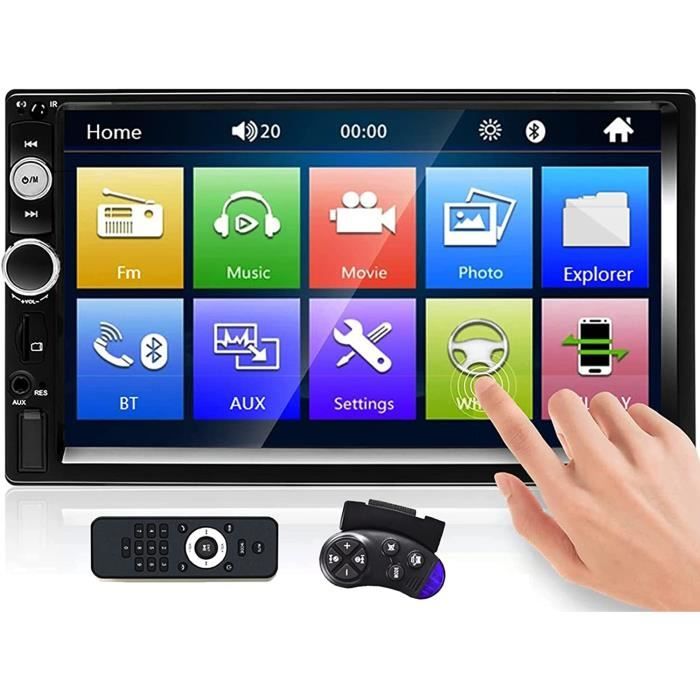 Autoradio 1 DIN CAMECHO Con Schermo 7" Touch | Bluetooth, Mirror Link, USB, FM | + Telecamera Retro | Bascule Automatico
