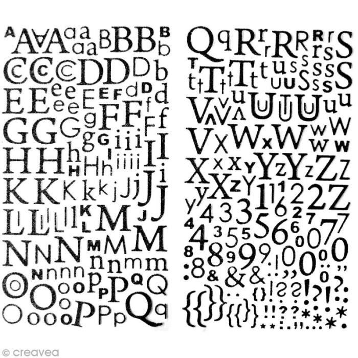 Stickers Alphabet Noir à paillettes 300 pcs Planche de stickers