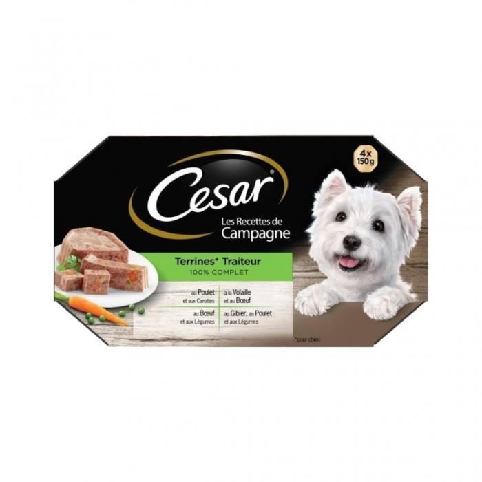 Meilleurs prix pour Pâtée pour Chien - CESAR - Les Recettes de Campagne - 100% Complet - Lot de 4 - 150g par boîte