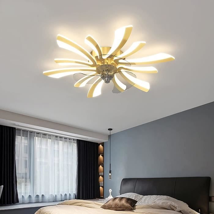 lampe silencieuse fan lampe moderne pour chambre denfant Anciun Ventilateur de plafond avec éclairage et télécommande salon ventilateur LED plafonnier blanc 40 W chambre à coucher lustre 