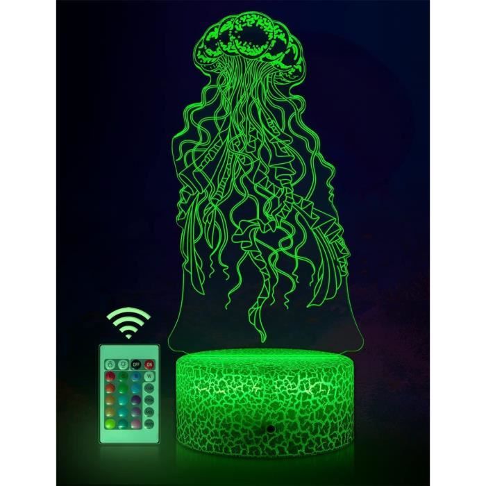 Veilleuses en boule de cristal colorées, dauphin, poulpe, méduse, lampe de Table LED gravée au Laser 3D, décorations de maison
