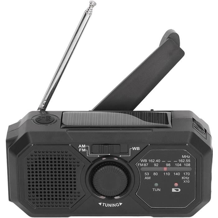 Tubiaz Radio Manivelle Solaire 4000 MAh – Radio Urgence, Power Bank, Lampe LED & Alarme SOS Outdoor