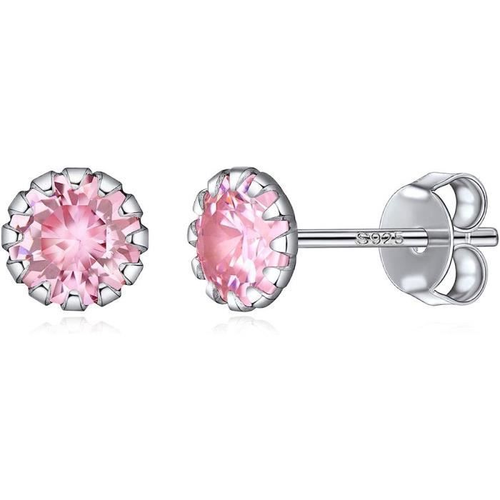 Boucles D'Oreilles Clous Argent 925 - Tanzanite Simulée CZ Halo - Pour Homme Et Femme