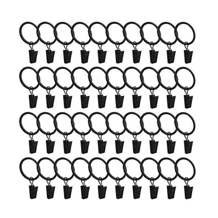 Clips Décoratifs en Métal Anti-Rouille Acier Inoxydable Argent 25mm Lot de 40 Pièces Anneaux de Rideaux avec Pinces reshare
