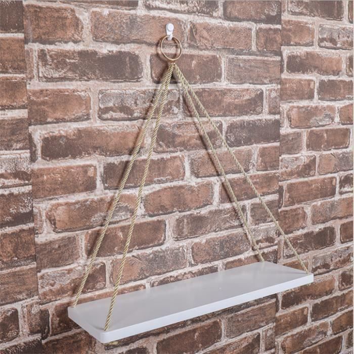 Etagere Suspendue Murale En Bois Avec Corde Pour Decor De Cuisine Chambre Salon Bureau Blanc 45x14x47cm Ve34508 Achat Vente Etagere Murale Etagere Suspendue Murale En Bo Cdiscount