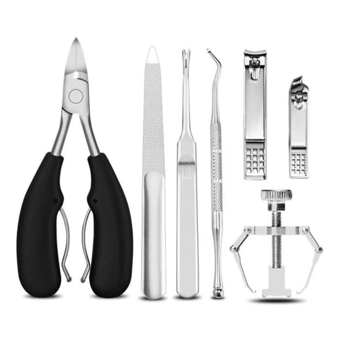 Ongles Incarnés Coupe-ongles Kit, 7Pcs Manucure Pédicure Professionnel En Inox, Pince Lime Excavateur À Ongles Pousse-cuticules