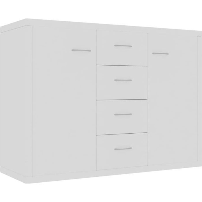 Buffet de cuisine Fur - Blanc - 88x30x65 cm - 4 tiroirs et 2 portes