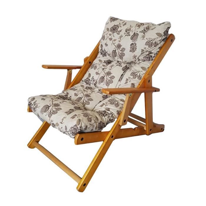 harmony fauteuil de jardin inclinable en bois à 3 positions floral