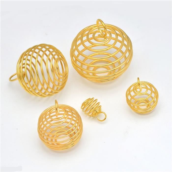 Lot De 30 Pendentifs En Cage à Perles Spiralée - Plaqué Argent - Pour Création De Bijoux