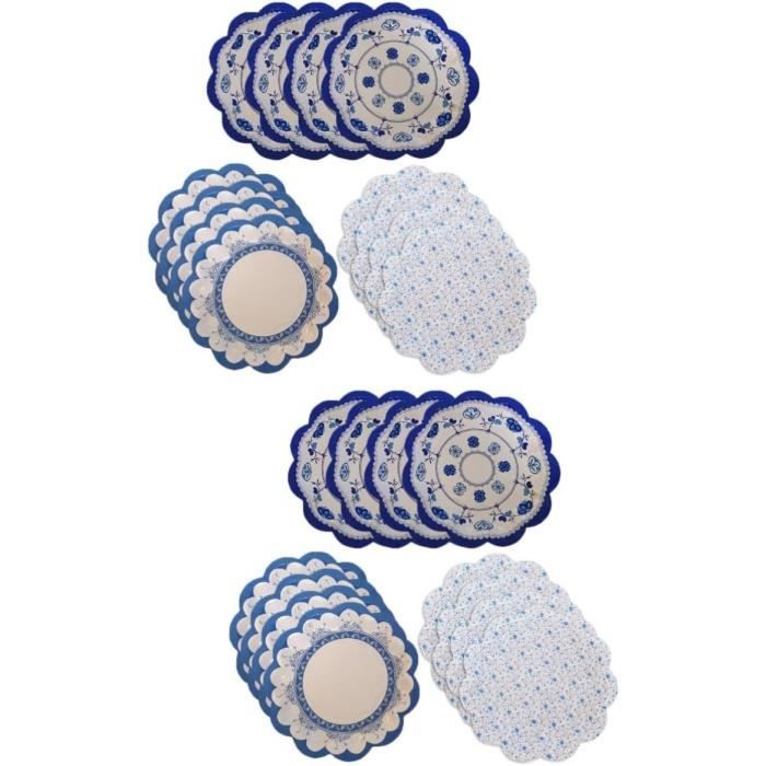 Set Vaisselle Fête 121 Pièces – 24 Invités, Bleu Morandi – Assiettes, Tasses, Serviettes, Nappe