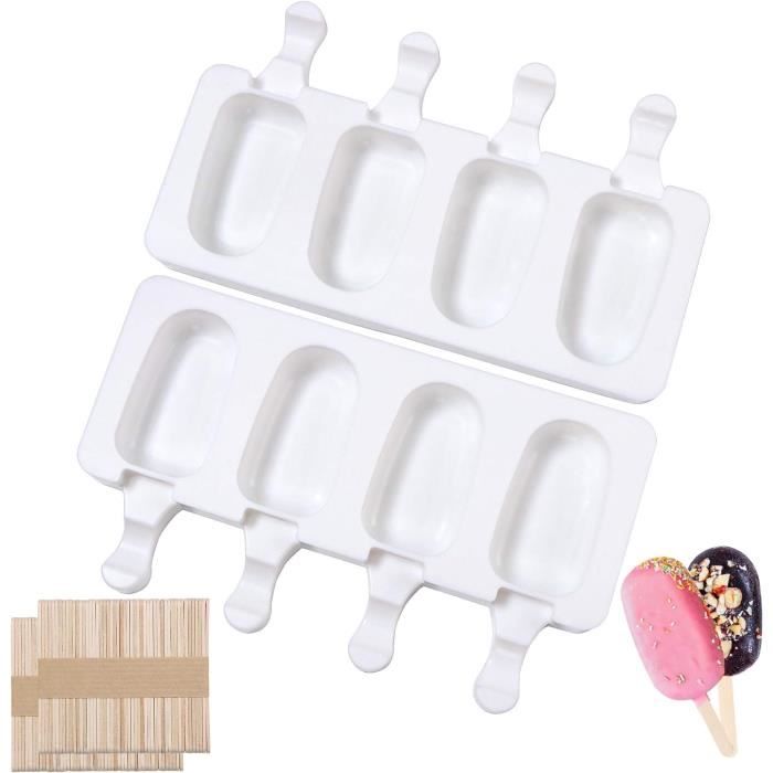 Lot De 2 Moules à Glace En Silicone - Formes Amusantes (pastèque, Gâteau...) - Avec 40 Bâtons - Sans BPA
