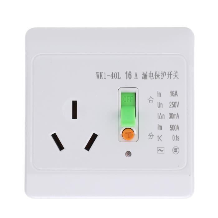 Prise GFCI 16A Avec Disjoncteur RCD – Anti-fuite, Sécurité Domestique, Modèle SODIAL