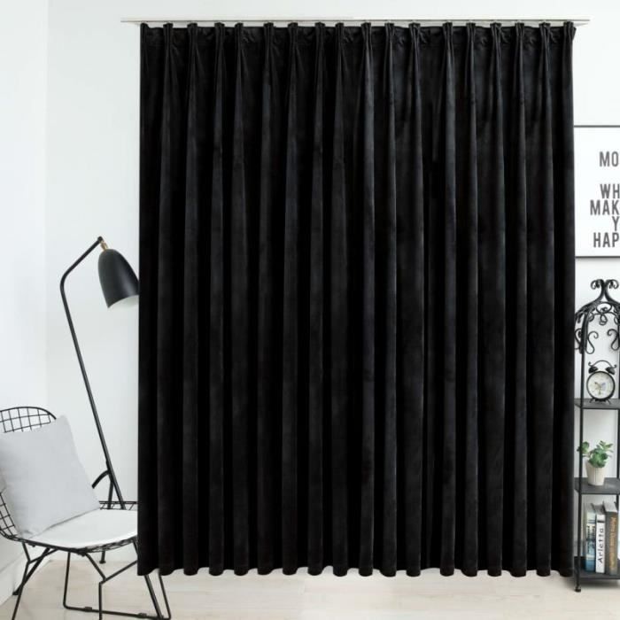 Rideau occultant - vidaXL - Velours Noir - 290x245 cm - Lavable - Crochets métalliques