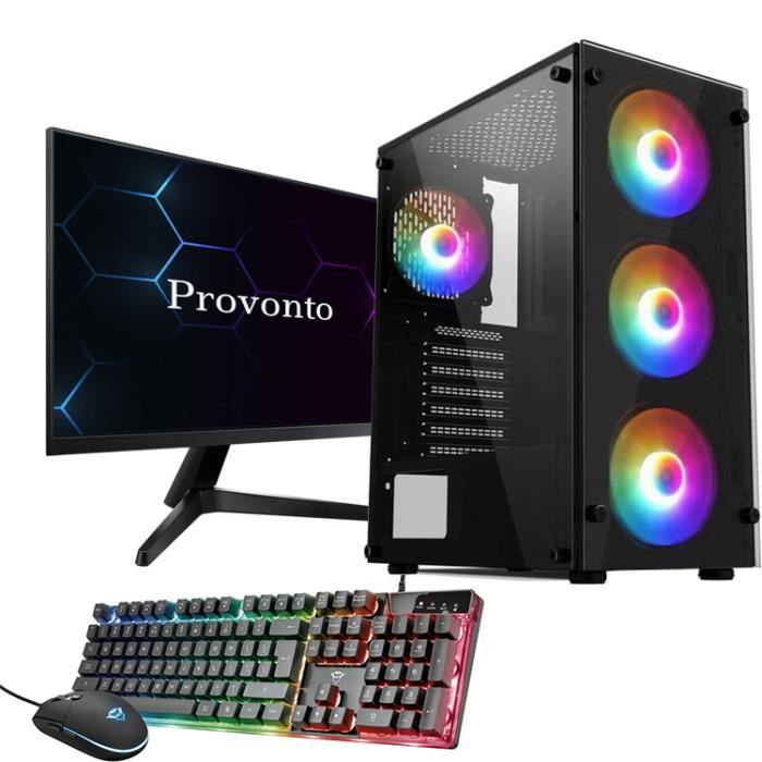 Provonto Mid-Range PC Pro Gamer Pack Complet [Xeon X5675, AMD RX 580, 16Go RAM, 480Go SSD + Ecran 24\
