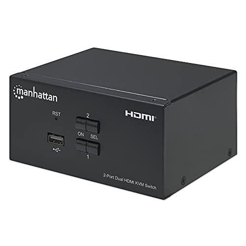 MANHATTAN 153522 SWITCH KVM HDMI 2 PORTS DOUBLE ÉCRAN 4K NOIR