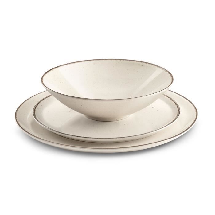 Yumi Beige - Service de vaisselle 18 pièces