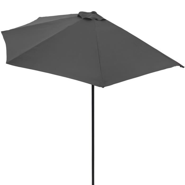 KINGSLEEVE® Demi-parasol Ø 270 cm anthracite Parasol de balcon terrasse avec manivelle Pare-soleil Protection solaire UV 50+