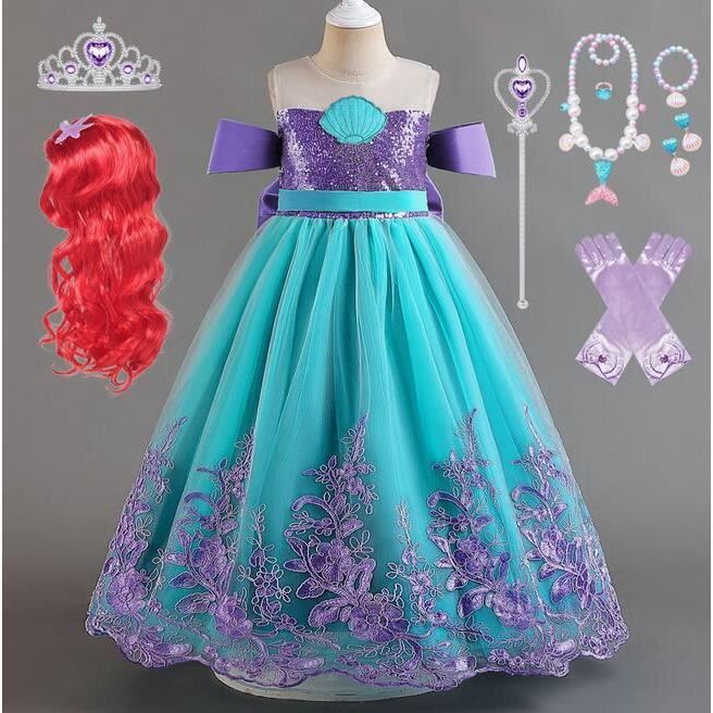 Ariel Deguisement Robe Princesse Costume de Sirène pour Enfant Fill