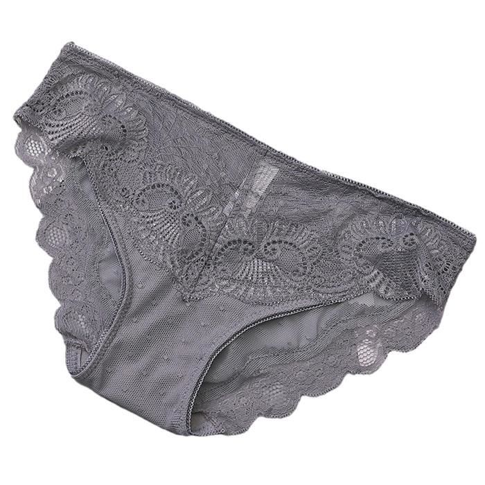 CULOTTE SLIP Femmes Sexy Dentelle See Through Respirant Mode Culotte Slip Lingerie Sous vetements Gris Cdiscount Pret a Porter