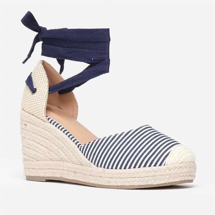 espadrille femme compensée bleu marine