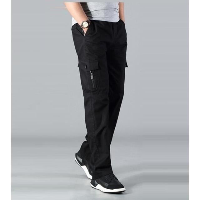 Pantalon Cargo Court Homme Vert – Coupe Droite Légère Été En Coton Lin, Pantalon Loisirs Outdoor Avec Poches, Style Décontracté Fitness & Vacances