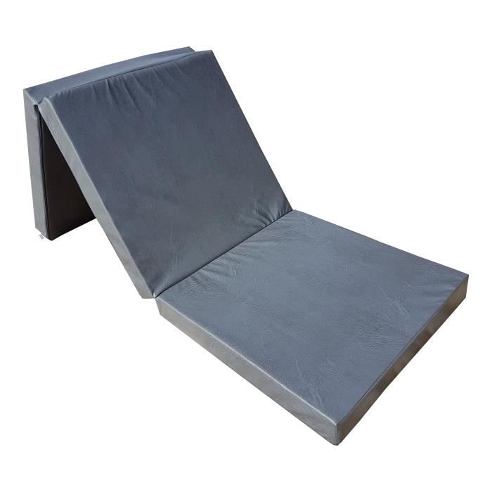 Matelas pliant en faux cuir - NATALIA SPZOO - 1 place - Gris - Fitness