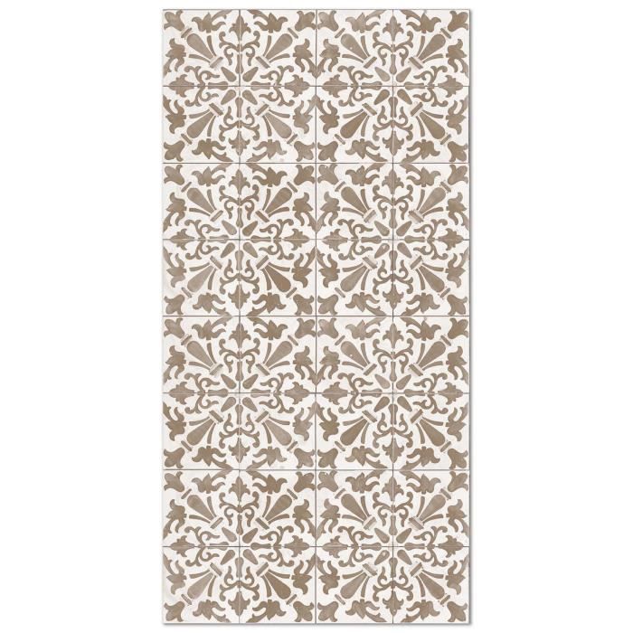 Tapis Vinyle Carreaux Ciment Orange - 100x100 Cm - Déco Maison, Cuisine, Extérieur - Antidérapant